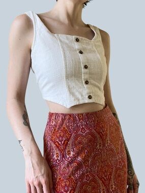 Vince Camuto Paisley Red Orange Pink Purple Maxi Skirt Boho
